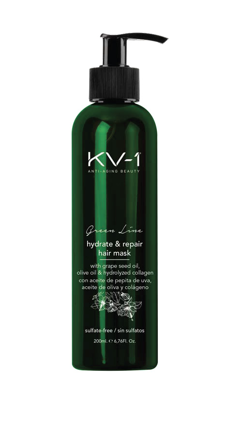 KV-1 GREEN LINE atstatomoji kaukė pažeistiems plaukams su keratinu, 200ml.